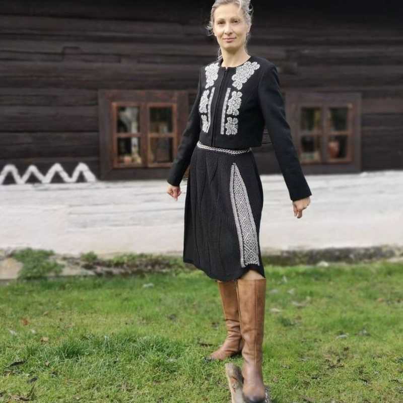 Sukňa Strážov 1klin+pás veľ. S (36-38) - vlnená pletená sukňa inšpirovaná čičmanským krojom