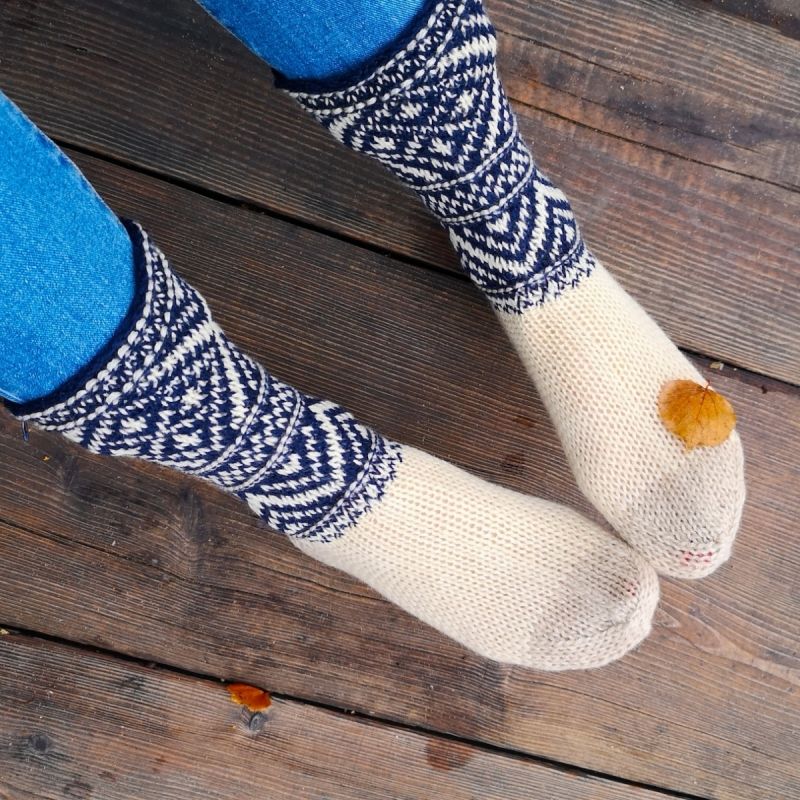 Ponožky Strážov veľ. 38-39 - Vlnené ponožky originálneho čičmanského ornamentu z kopíc