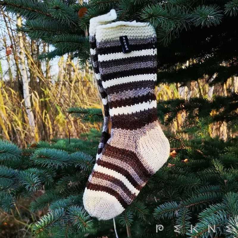 Ponožky pasikavé veľ. 38-39 - Pletené vlnené ponožky